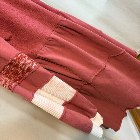 POL Boho Multimedia Tiered Tie Dye Inset Zip Tunic Hooded Jacket Hoodie BWT845 S - Picture 5 of 16